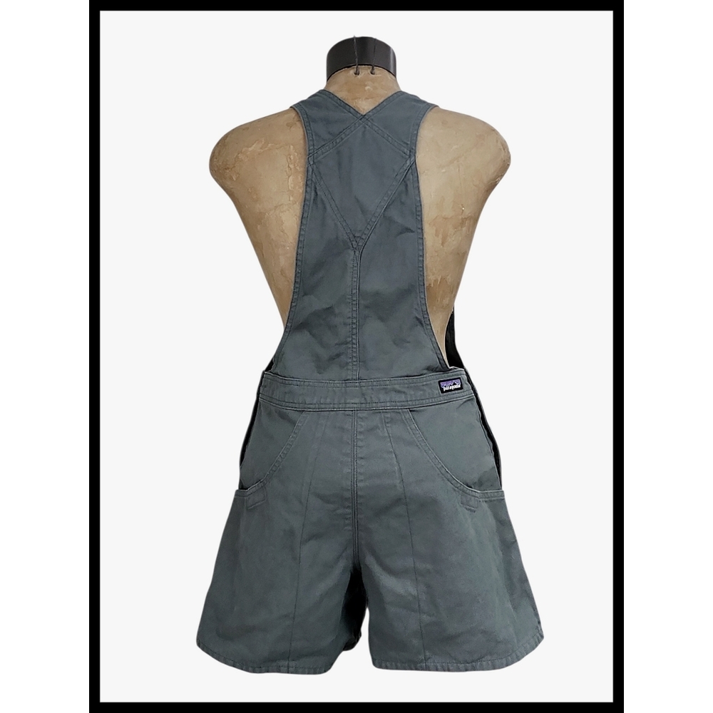 Patagonia Stand Up Bib Utility Shortalls Overalls Organic Cotton Green Gray XS - Picture 5 of 12